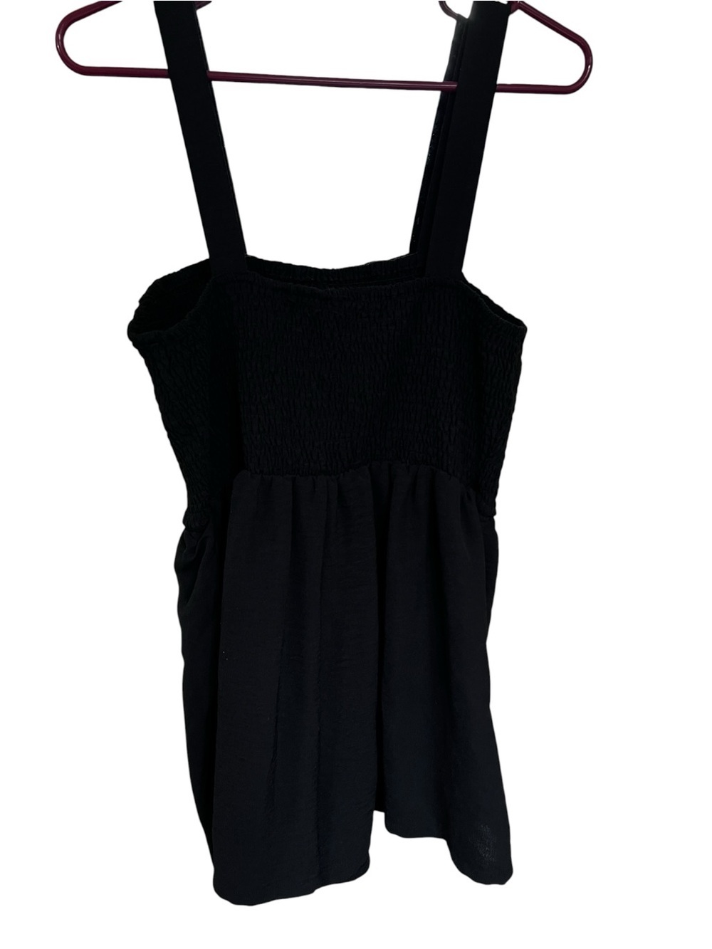 Black Smocked Tank Romper - Women